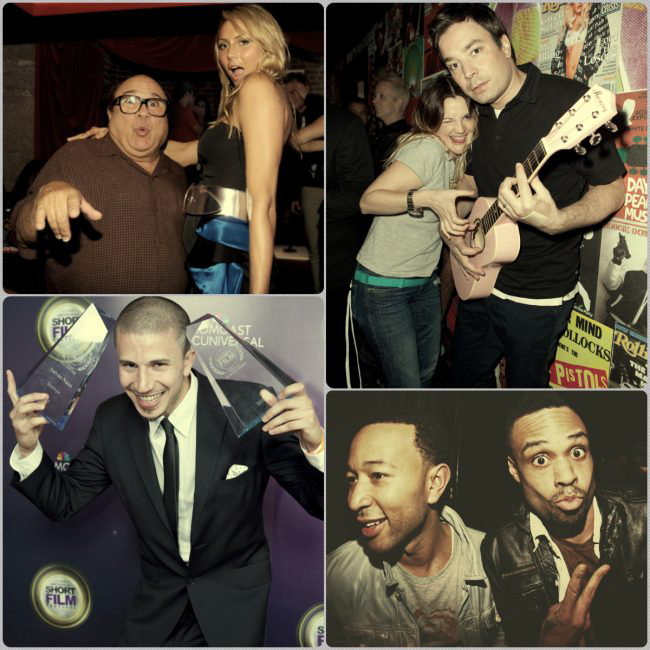 Danny DeVito, John Legend, Drew Barrymore, and Jimmy Fallon at various Keldof events